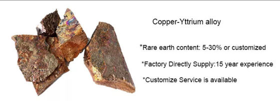 Copper Yttrium Master Alloy with 10% Yttrium Content for Copper Deoxidation and Electrical Component Manufacturing