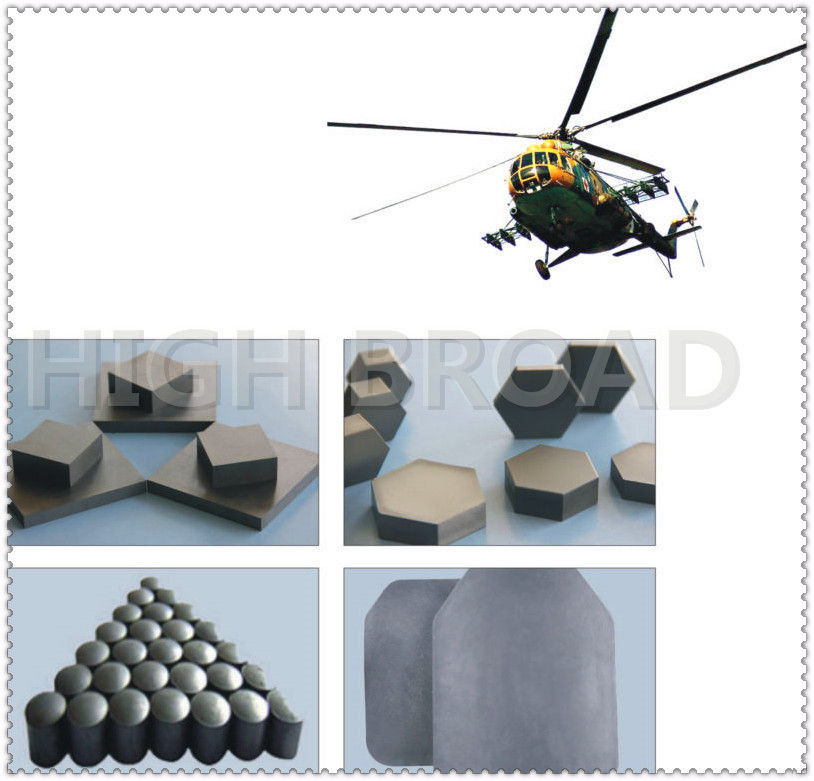 Pressureless Sintered Silicon Carbide Ceramic Tile 30x30mm Hexagonal with Aramid Composite Backing for Ballistic Protection